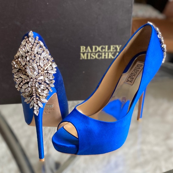 Badgley Mischka Kiara Rhinestone Peep Toe Pumps - Picture 3 of 8